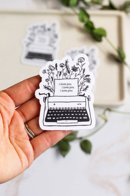 Tortured Typewriter Floral Sticker