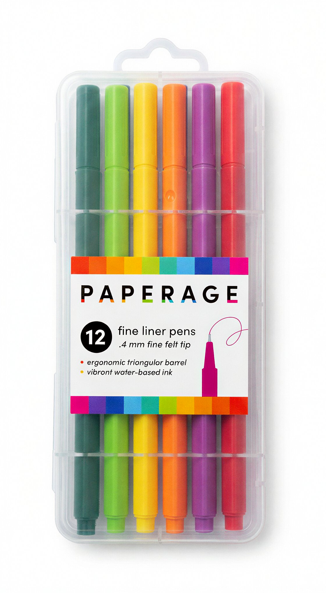 Felt Tip Fine Line Marker Pens With Case | 12 pack