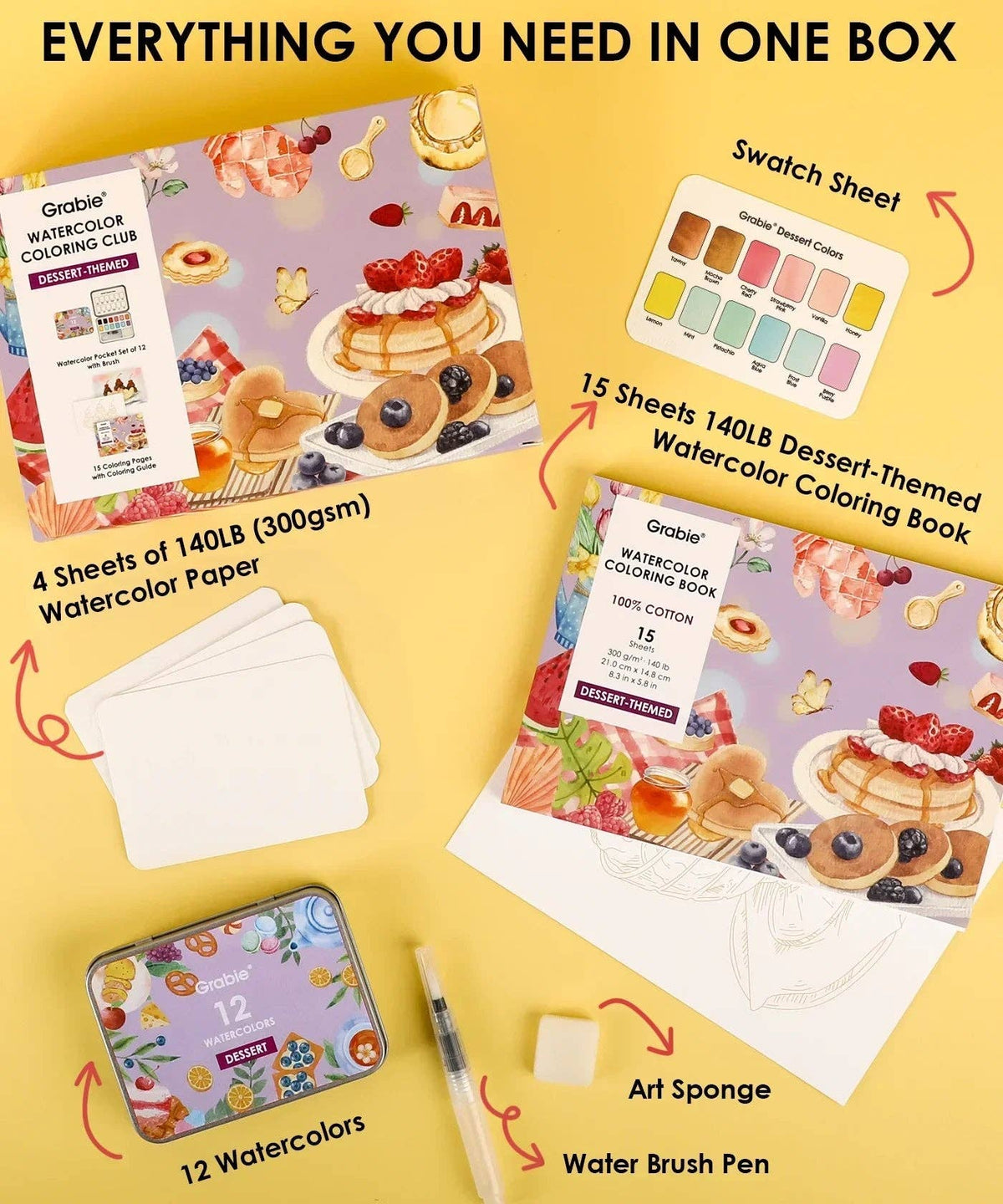 Watercolor Coloring Club Box: Dessert
