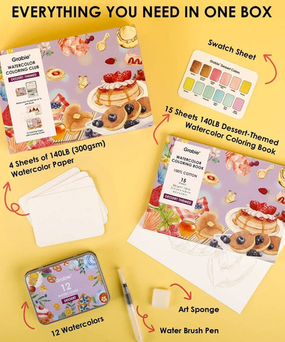 Watercolor Coloring Club Box: Dessert
