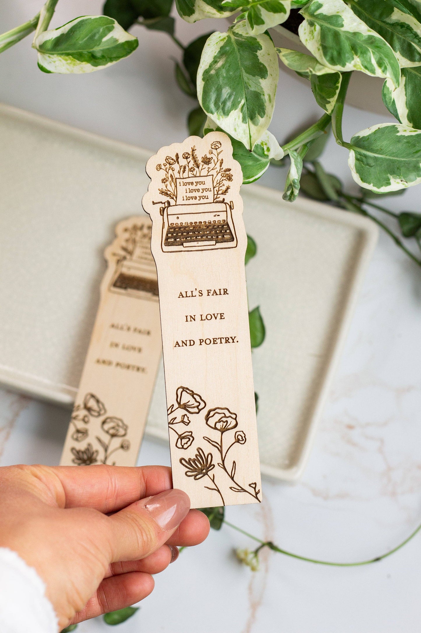 All's Fair in Love and Poetry Wooden Bookmark