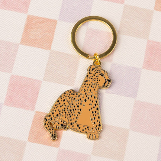 Cheetah Metal Keychain