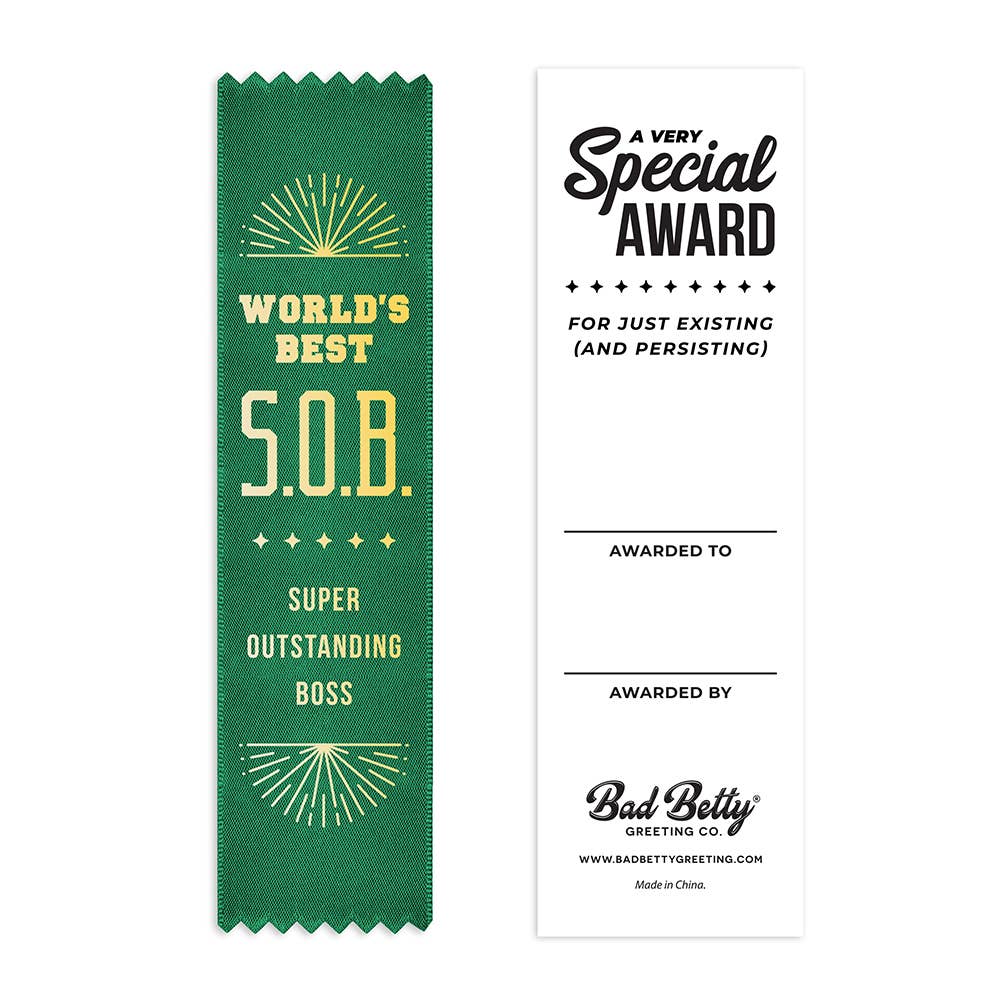 World’s Best S.O.B. Super Outstanding Boss Award Ribbon