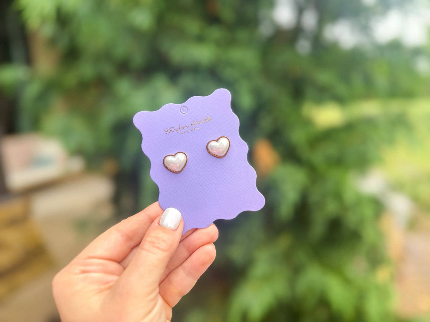 Meredith Pearl Heart Stud Earrings