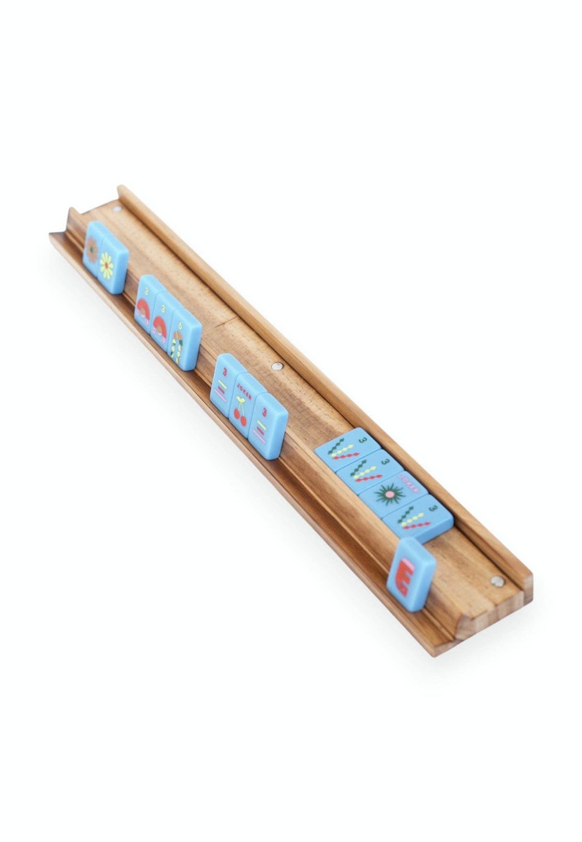 Wooden Mahjong Racks and Magnetic Pushers (Set of 4)