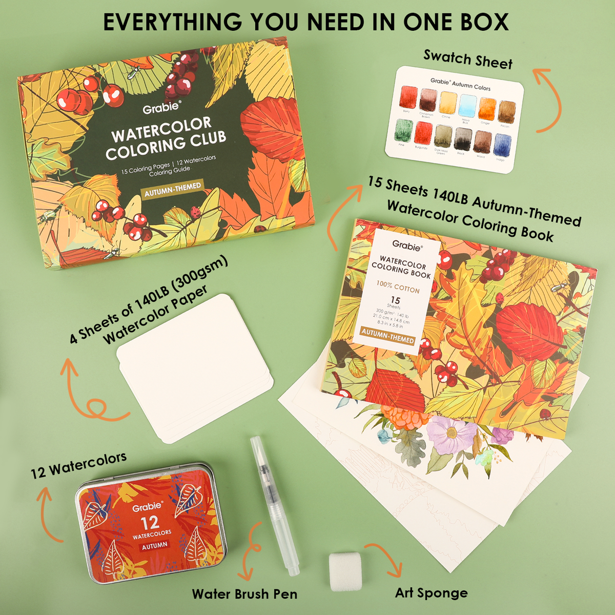 Watercolor Coloring Club Box: Autumn