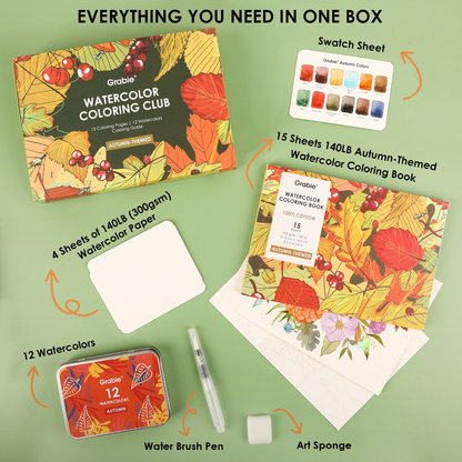Watercolor Coloring Club Box: Autumn