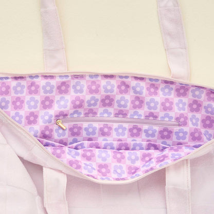Purple Check Terry Tote