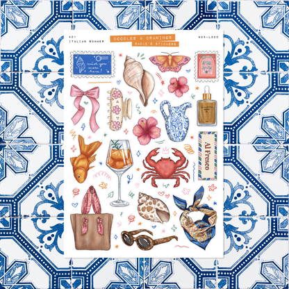 Italian Summer • Doodles & Drawings Deco Sticker Sheet