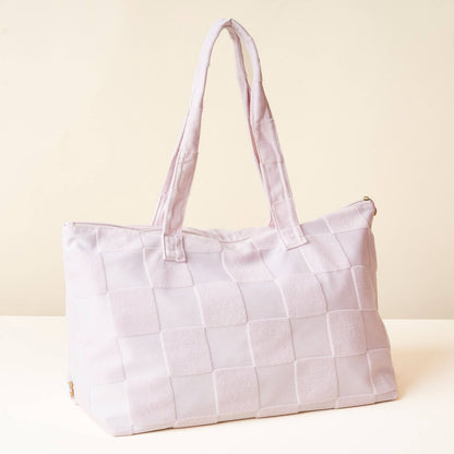 Purple Check Terry Tote