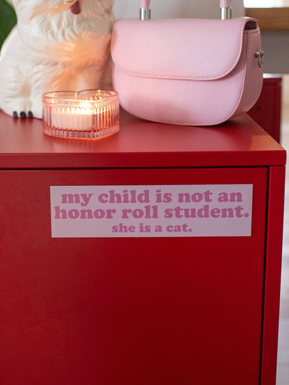 Girl Cat Honor Roll Car Magnet