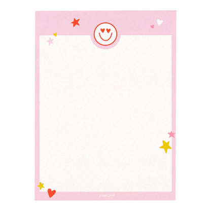 Pink Border Heart Eyes Smiley Notepad