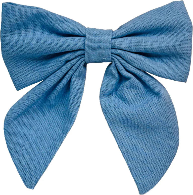 Blue Linen Bow