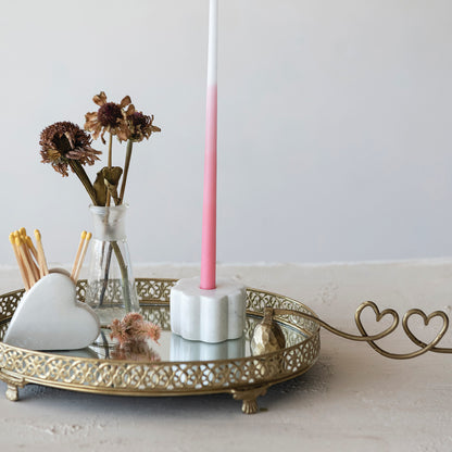 Marble Scalloped Skinny Taper Holder