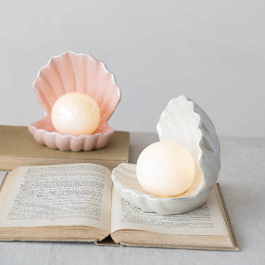 Stoneware Seashell with Removable LED Light