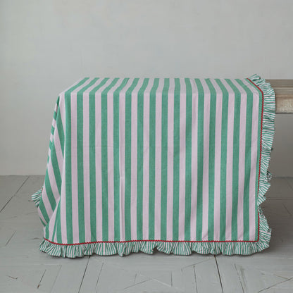 Ruffle & Ric Rac Striped Tablecloth