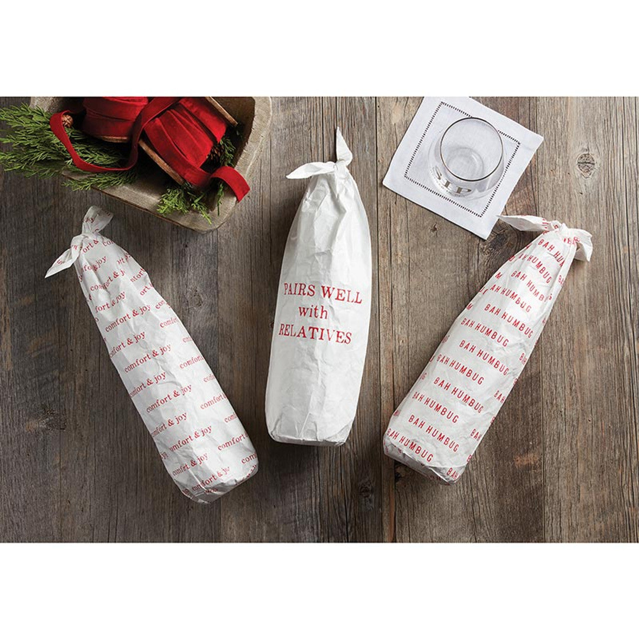 Reusable Paper Wine Bag - Holiday