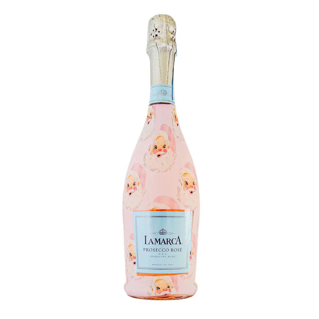 Watercolor Pink Santa Limited Edition Prosecco Bottle Wrap