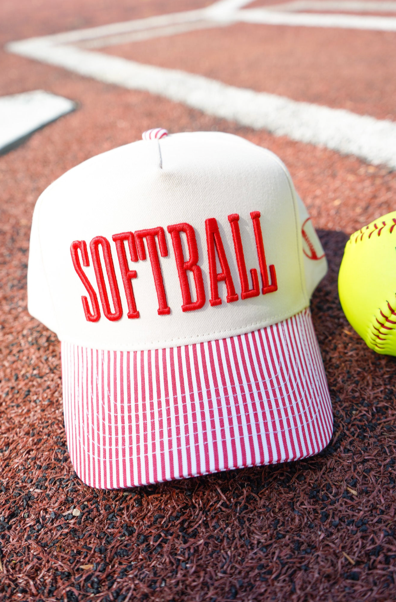 Softball Striped Trucker Hat