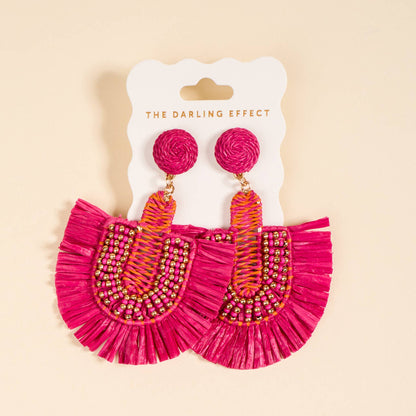 Hot Pink Fringe Earrings