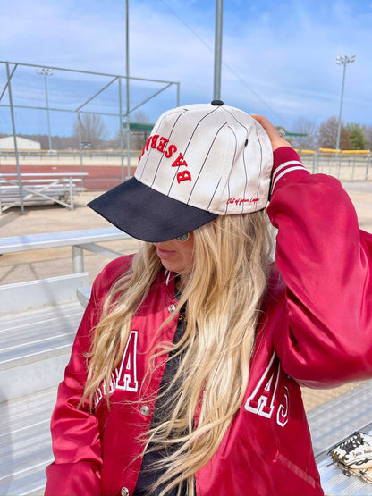 BASEBALL - Red on Black Stripe Vintage Hat