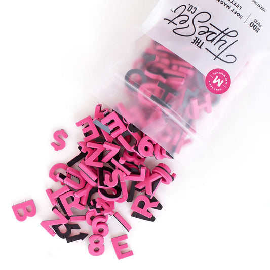 Hot Pink 1" 200pc Magnetic Letters