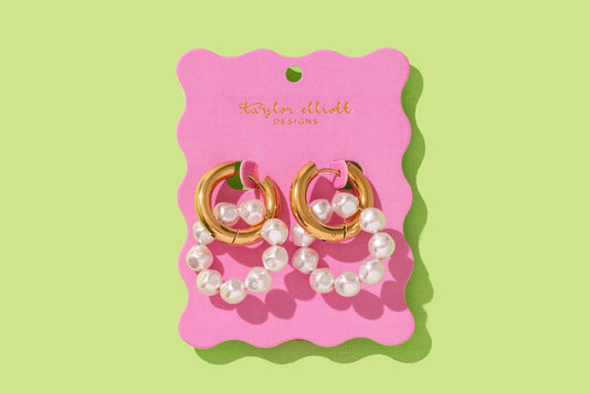 Madeline Gold Plated Pearl Huggie Earrings