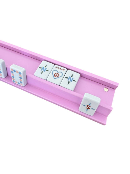 Wooden Mahjong Racks and Magnetic Pushers (Set of 4)