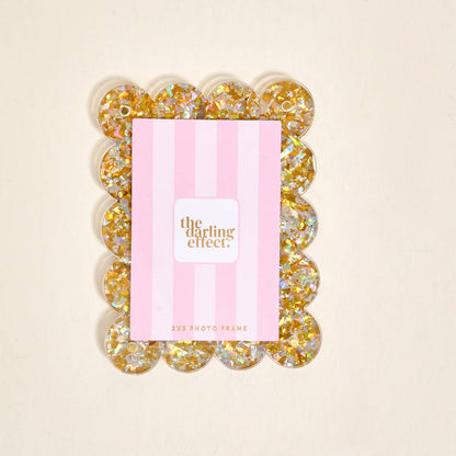 Gold Glitter Scalloped Mini Picture Frame Magnet