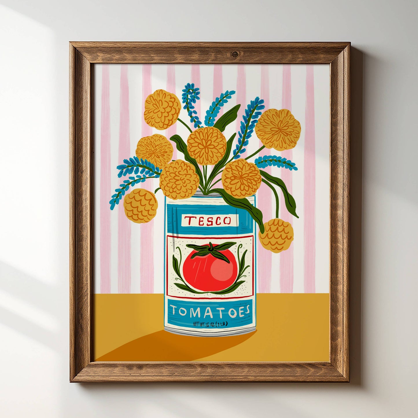 Floral Tomato Can with Stripes