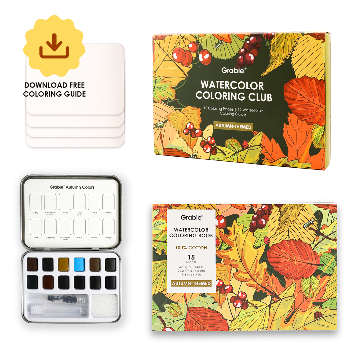 Watercolor Coloring Club Box: Autumn