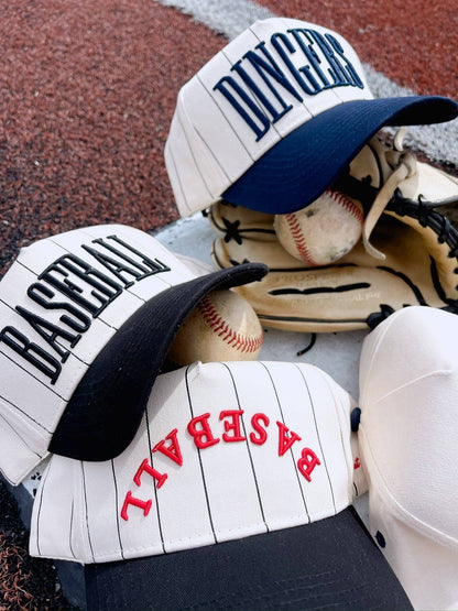 BASEBALL - Red on Black Stripe Vintage Hat