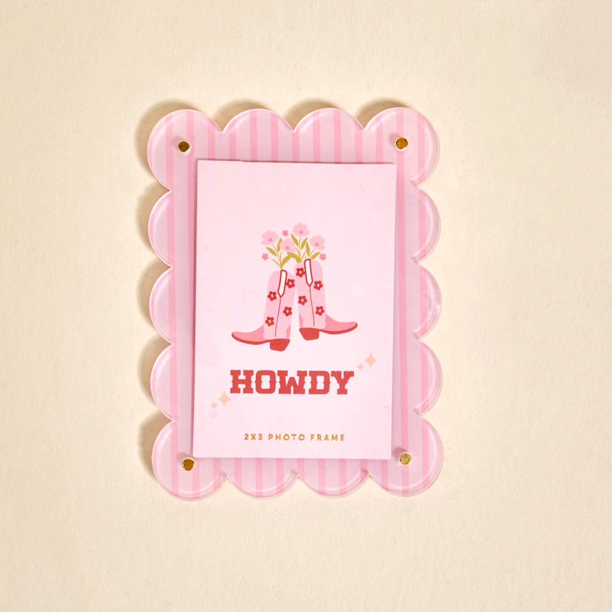 Cowgirl Boots Scalloped Mini Picture Frame Magnet