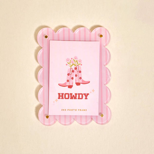 Cowgirl Boots Scalloped Mini Picture Frame Magnet