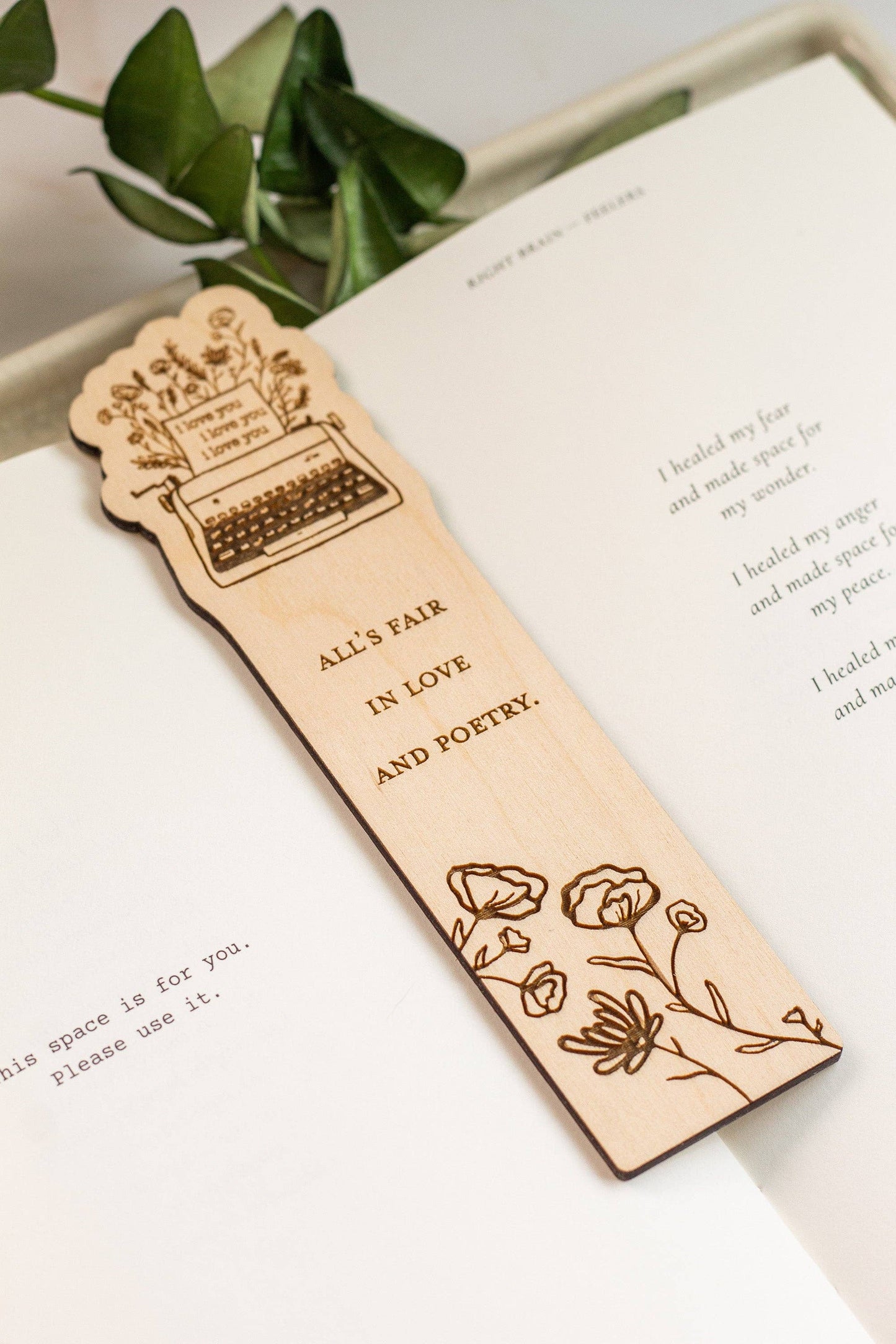 All's Fair in Love and Poetry Wooden Bookmark