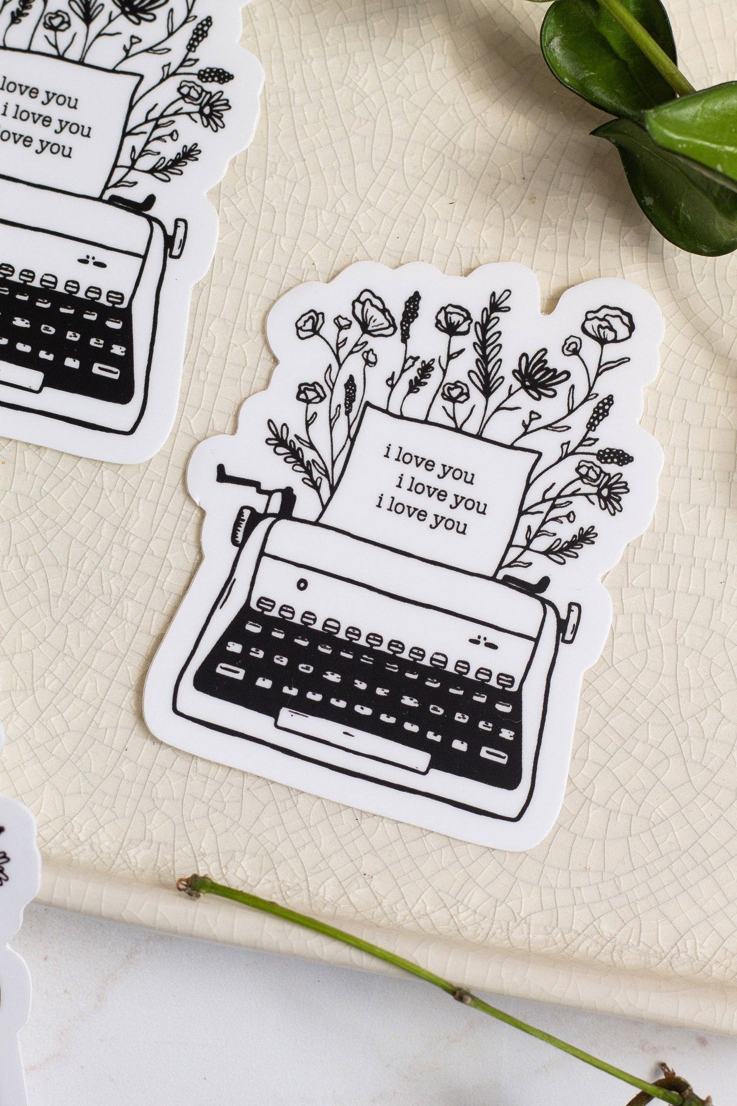 Floral Typewriter Sticker