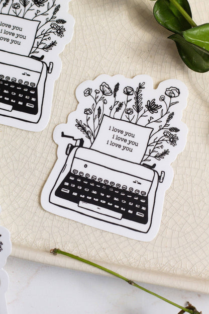 Tortured Typewriter Floral Sticker