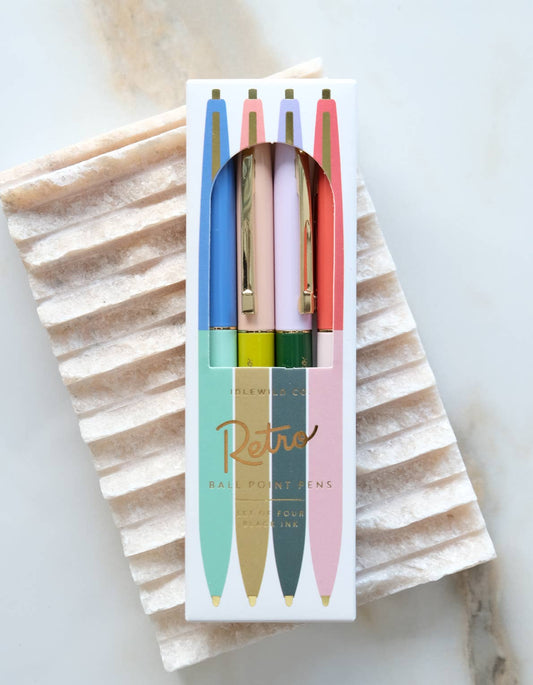 Rainbow Retro Pen Set of 4