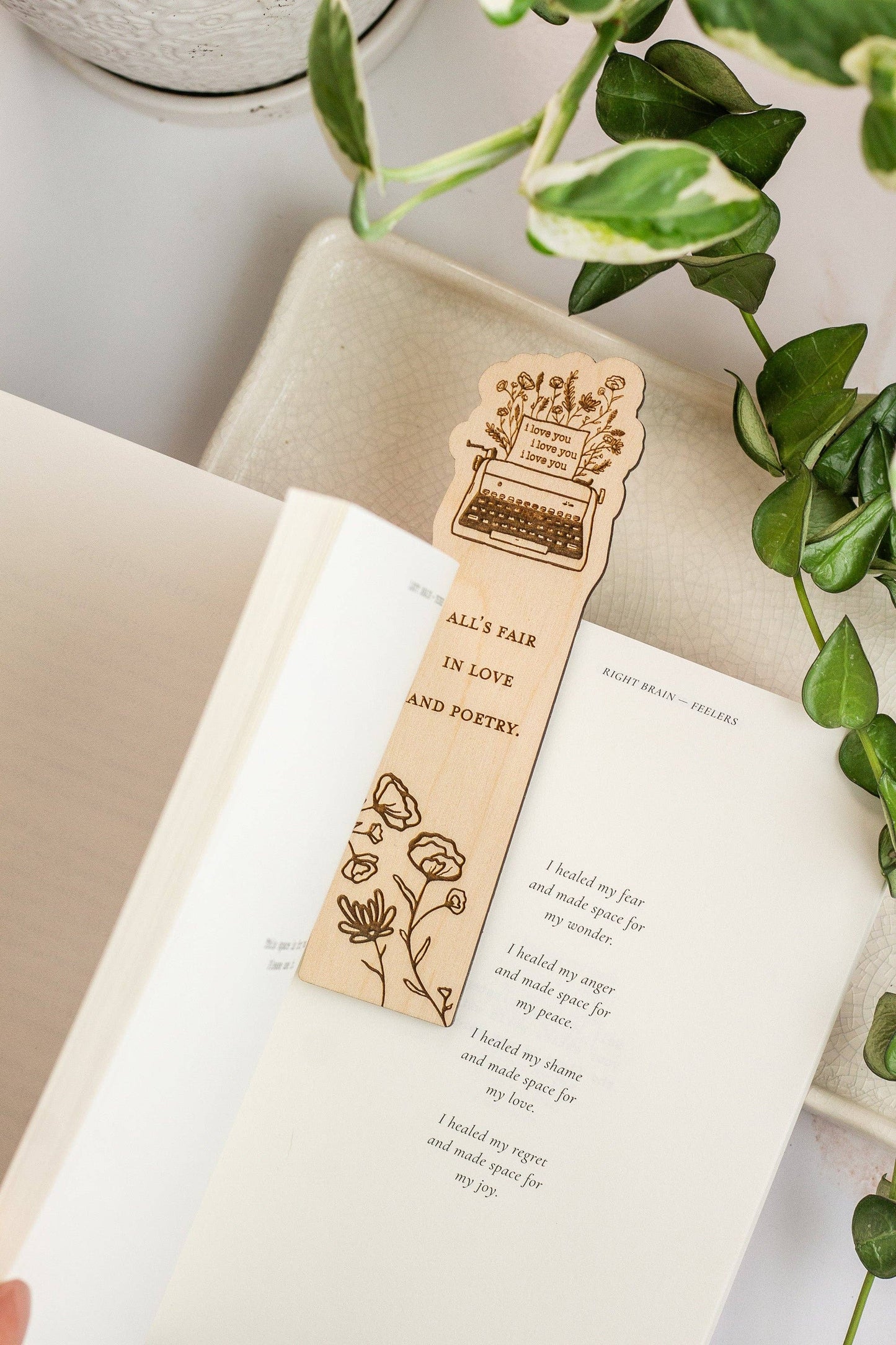 All's Fair in Love and Poetry Wooden Bookmark