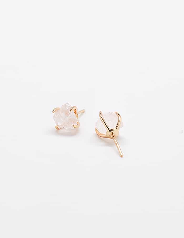 Rose Quartz Semiprecious Gemstone Gold Claw Stud Earrings