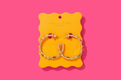 Reese Gold Plated w/ Colorful Gems Hoop Earrings