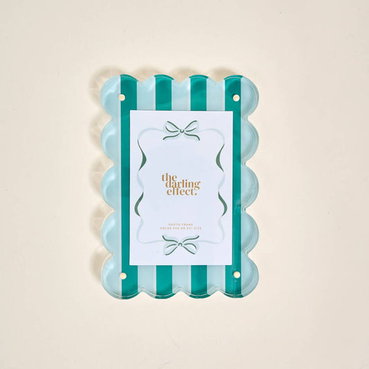 Rectangle Scalloped Picture Frame Teal Sicily Stripes