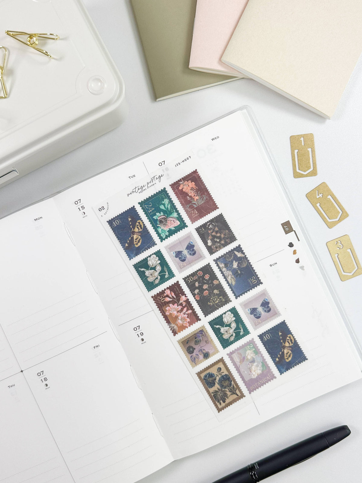 Dark Botanical Vintage Postage • Journal Sticker Sheet