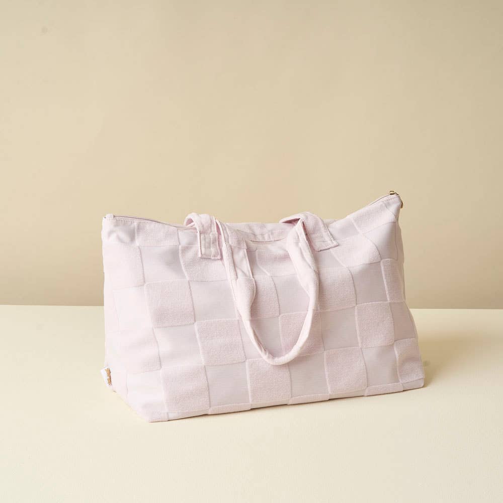 Purple Check Terry Tote