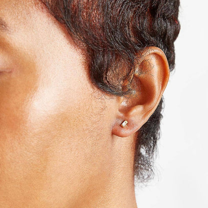 Mini White Baguette Gold Studs