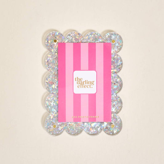 Silver Glitter Scalloped Mini Picture Frame Magnet