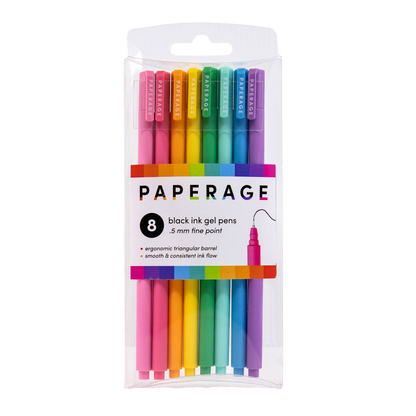 Fine Point Black Ink Gel Pens | 0.55mm 8 Pack