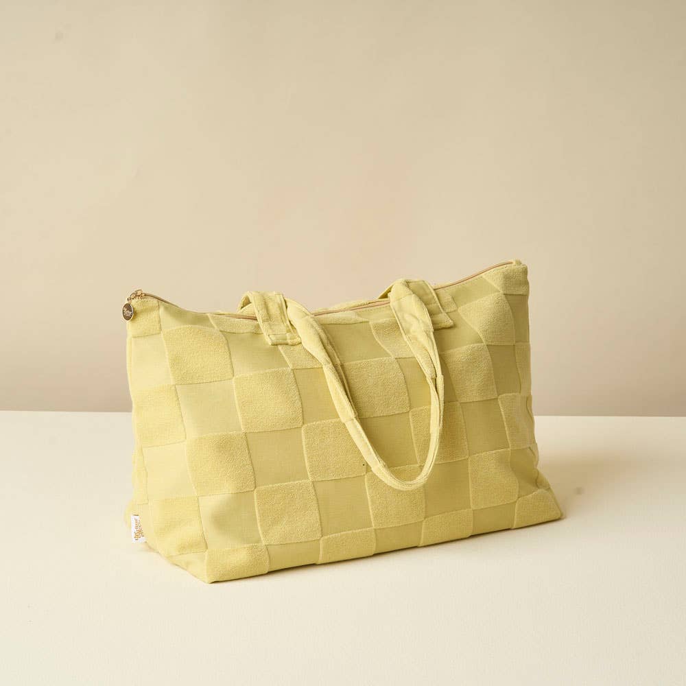 Green Check Terry Tote