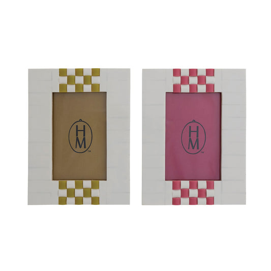 Resin & MDF Photo Frame w Check Pattern,