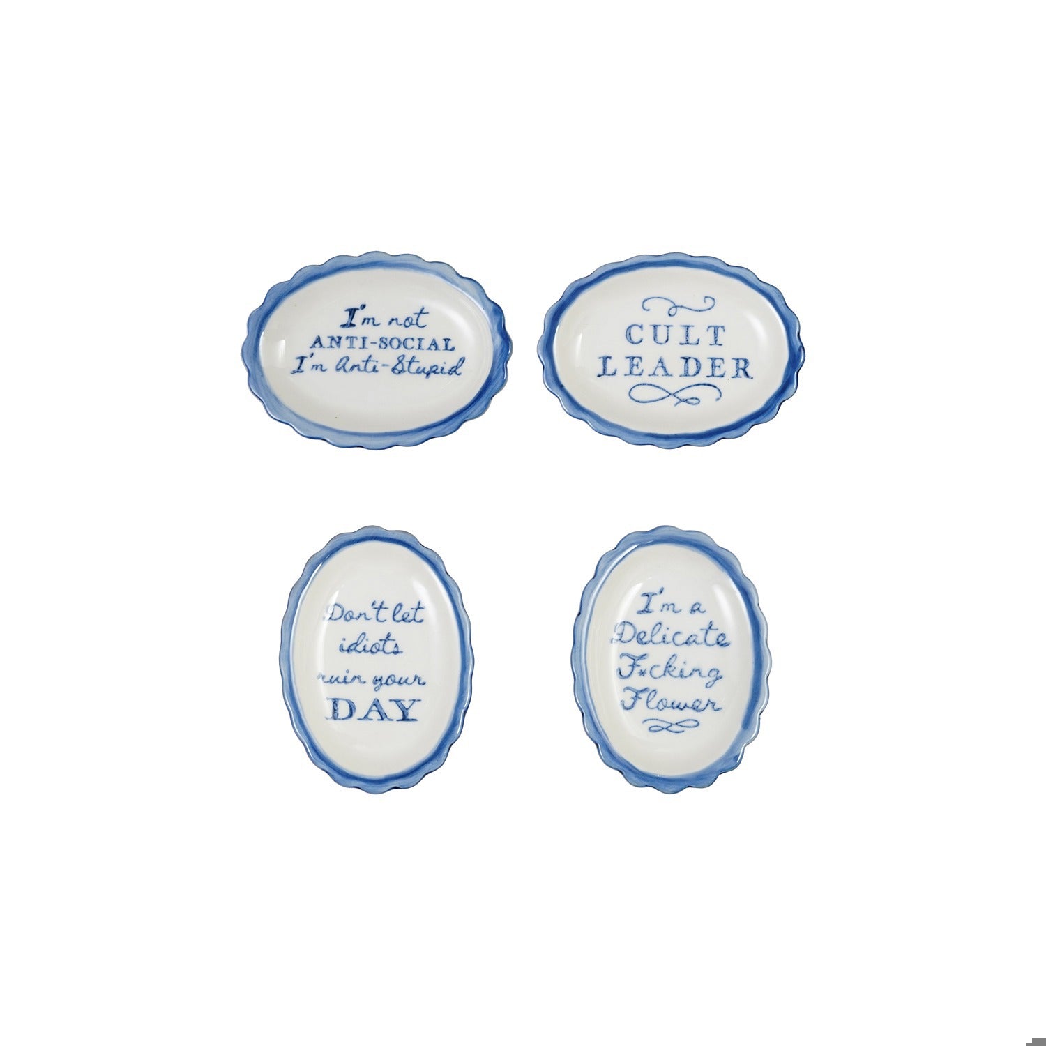 Stoneware Scalloped Dish W Saying